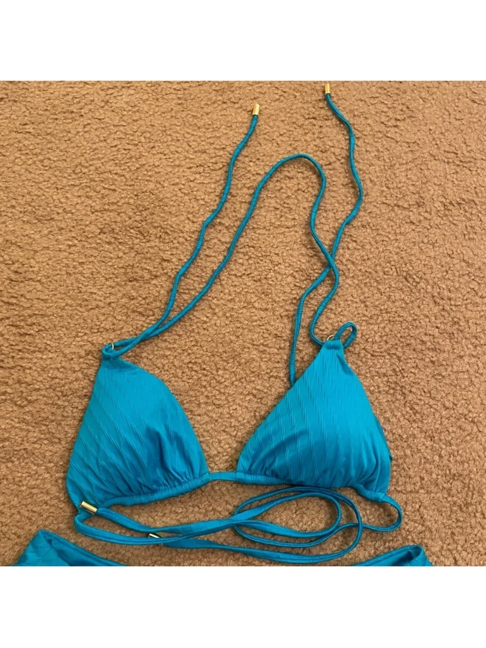 NWOT Monday Swimwear Hanalei Bikini Top Sea Jacquard Size Small